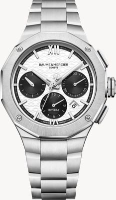 Baume & Mercier Riviera Automatic Chronograph (41mm) White Wave Dial / Stainless Steel Bracelet 10827