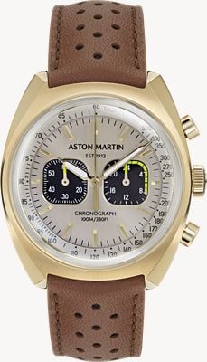 Aston Martin Timeless Quartz Chronograph (43mm) Champagne Dial / Brown Leather Strap MTTS2F502