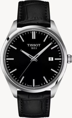 Tissot PR 100 Quartz (40mm) Black Dial / Black Leather Strap T1504101605100