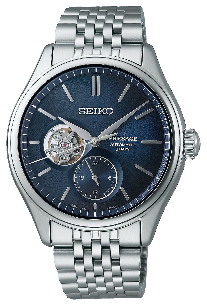 Seiko SPB527J1 Presage Classic Open Heart in 'Ai-iro' Japan Watch
