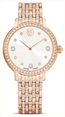 Swarovski Imber (31mm) Silver Sunray Dial / Crystal-Set Rose Gold PVD Stainless Steel Bracelet 5713883