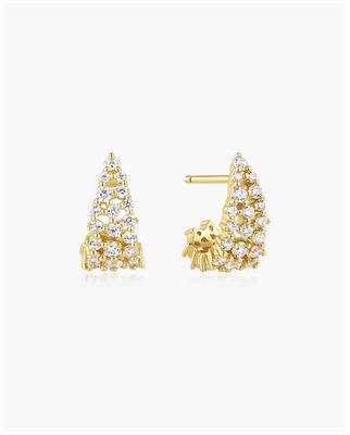 Ania Haie Gold Pavé Openwork Curved Stud Hoop Earrings E079-07G