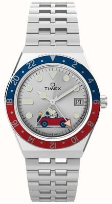 Timex x Peanuts Q Timex GMT (38mm) Silver Dial / Stainless Steel Bracelet TW2W83300