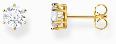 Thomas Sabo Brilliant Cut White Zirconia Gold-Plated Sterling Silver Stud Earrings H2301-414-14