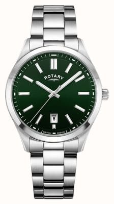 Rotary Contemporary Quartz (40mm) Green Sunray Dial / Stainless Steel Bracelet GB05520/24