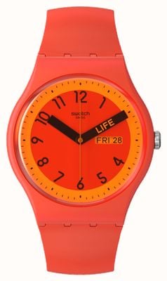 Swatch Proudly Red Red Dial Red Silicone Strap SO29R705