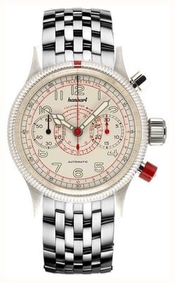 Hanhart PIONEER TachyTele Automatic (40mm) Antique White Dial / Stainless Steel Bracelet 712.200-6428