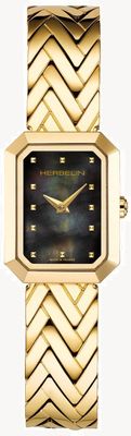Herbelin Women's Octogône (20.4mm) Black Mother-of-Pearl Dial / Gold-Tone Stainless Steel Bracelet 17446BP49