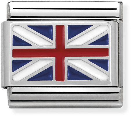 Nomination Classic Great Britain Flag Enamel Sterling Silver & Steel Charm 330207/04
