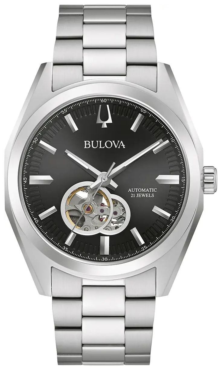 Bulova 96A270 Men's Surveyor Automatic Black Dial Stainless Watch