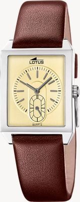 Lotus Square Series Small-Seconds Quartz (33.5mm) Champagne Dial / Brown Leather Strap 19078/2