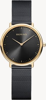 Bering Classic Quartz (29mm) Black Sunray Dial / Black Milanese Mesh Strap Watch 15729-132