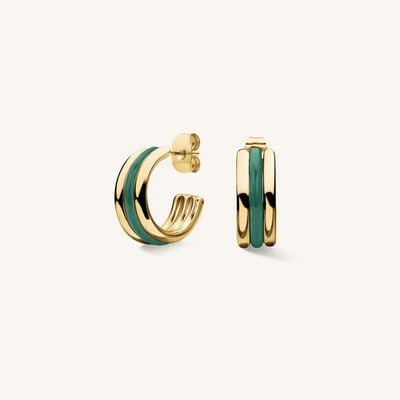Rosefield Jewellery Emerald Triple Gold Hoops Earring JEETG-J716