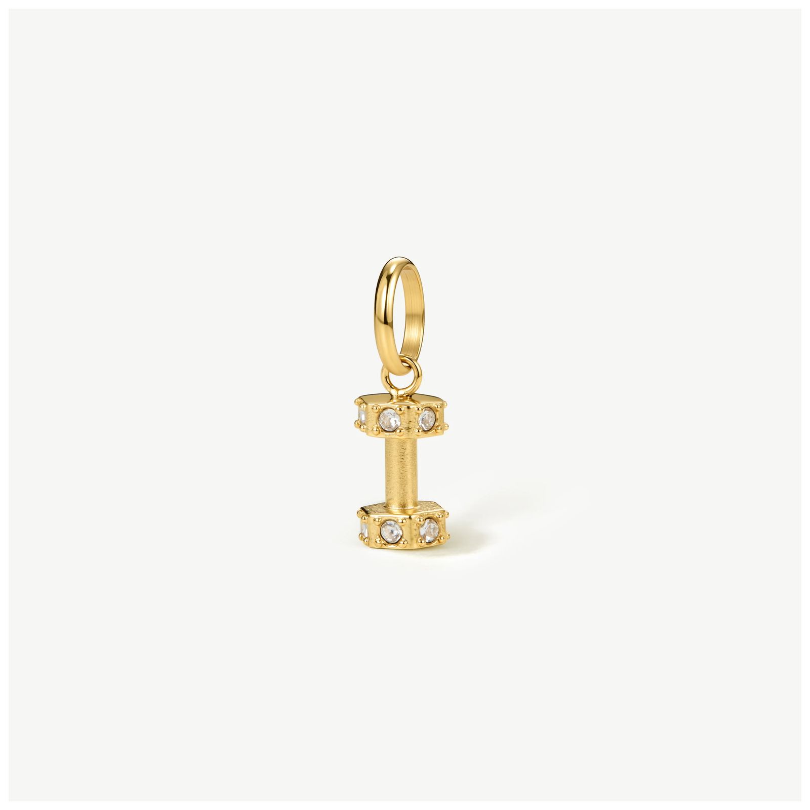 D.LOUISE CH-54 Gold Tone White Stone Mini Dumbbell Charm Jewellery