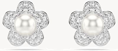Swarovski x Ariana Grande Flower Round-Cut Rhodium-Plated Stud Earrings 5756098