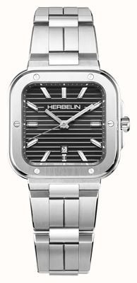 Herbelin Cap Camarat Square Quartz (35mm) Black Dial / Stainless Steel Bracelet 14546B14
