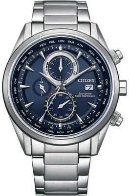 Citizen Eco-Drive World Chronograph A.T Radio Controlled (43mm) Blue Dial / Stainless Steel Bracelet AT8260-85L
