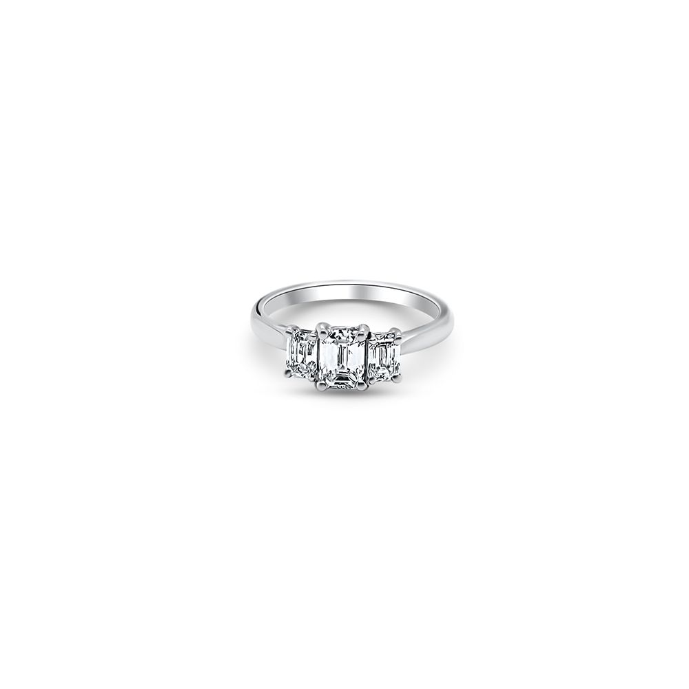Bass Jewellery J7378 Platinum Emerald Trilogy Ring 1.03ct G