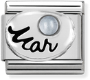 Nomination Classic March Birthstone Aquamarine Sterling Silver & Steel Charm 330505/03