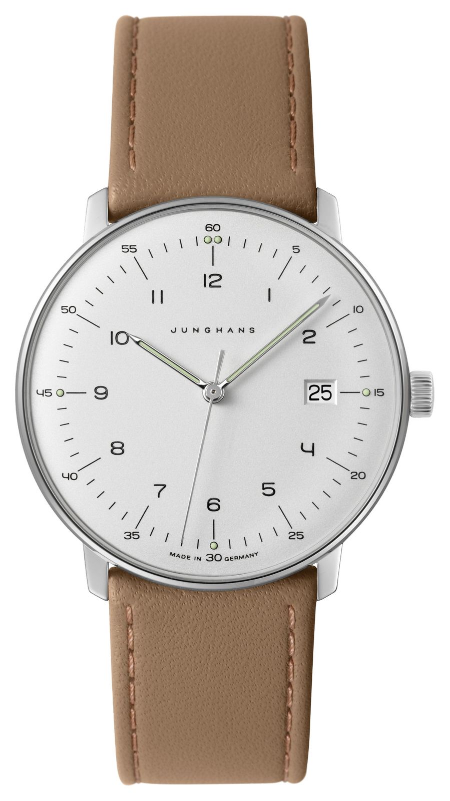 Junghans 41/4562.02 Men’s Max Bill White Dial Beige Leather Watch