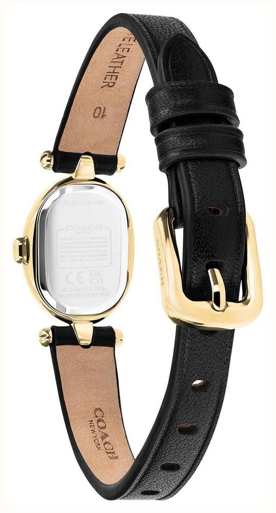 Coach Sammy Crystal Black Dial With Black Leather Strap Oval Gold Dial Ladies Watch 14504739 - alternate view 2