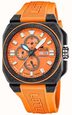 Lotus Carbon Fiber Square Chrono (45.4mm) Orange Dial / Orange Rubber Strap L18976/6