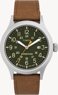 Timex Expedition Scout (40mm) Green Dial / Brown Leather Strap TW4B23000