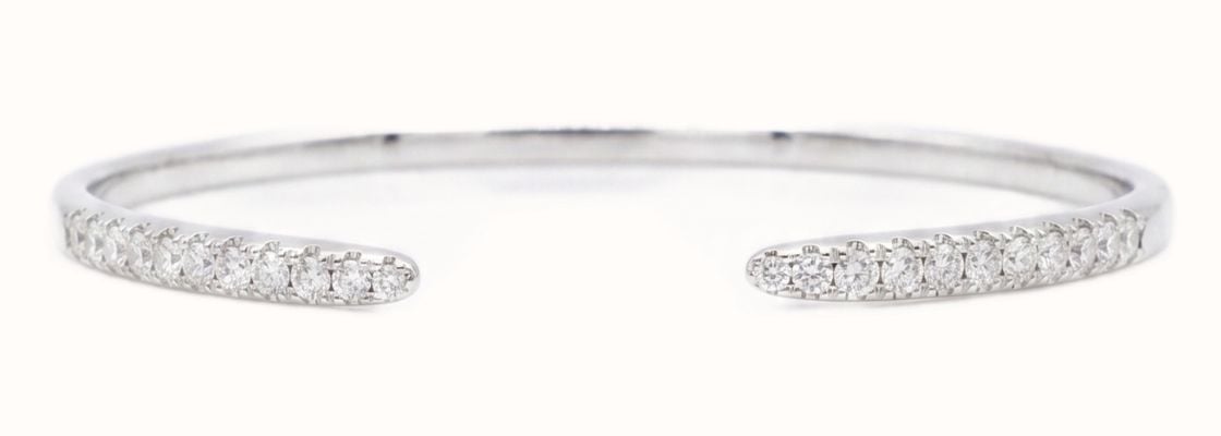 Sterling Silver CZ Pave Set Cuff Bangle G4431