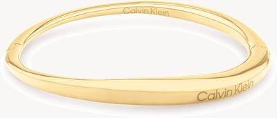 Calvin Klein Women's Elongated Drops Hinged Bangle Gold Tone Stainless Steel 35000350