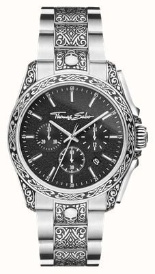 Thomas Sabo Rebel At Heart Skull (41mm) Black Dial / Stainless Steel Bracelet WA0377-201-203-41