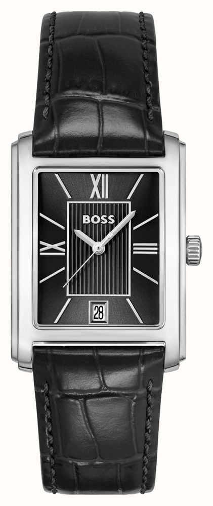 BOSS PRINCIPLE DRESS (28mm) Black Dial Black Leather Strap