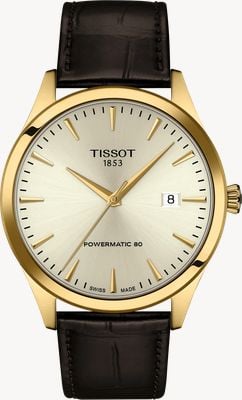 Tissot Classic Dream Powermatic 80 (40mm) Ivory Dial / Dark Brown Leather Strap T1584073626100