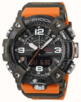Casio G-Shock Master-of-G Mudmaster Carbon (51.3mm) Dual-Display / Orange Resin Band GG-B100X-1A9ER