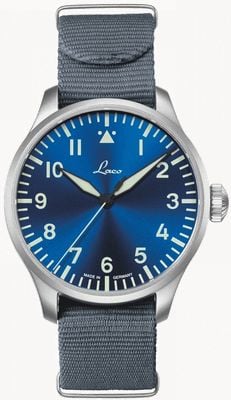 Laco Augsburg Blaue Stunde Automatic (42mm) Blue Sunray Dial / Grey Nylon Strap 862100