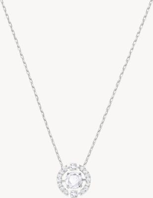 Swarovski Sparkling | Dance Round Necklace | Rhodium Plated | White 5286137