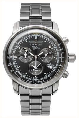 Zeppelin 100 Jahre Quartz Chronograph (42mm) Black Dial / Stainless Steel Bracelet 7680MB-2