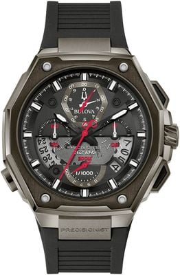 Bulova 'Series X' Precisionist Chronograph (45mm) Black Dial / Black Rubber Strap 98B358