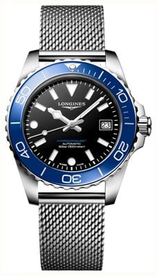 LONGINES HydroConquest Automatic (39mm) Black Lacquered Dial / Stainless Steel Mesh Bracelet L37794906