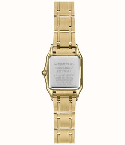 Herbelin Luna Diamond Quartz (24mm) Silver Guilloché Dial / Gold PVD Stainless Steel Bracelet 17457BP1N62Y01 - alternate view 3