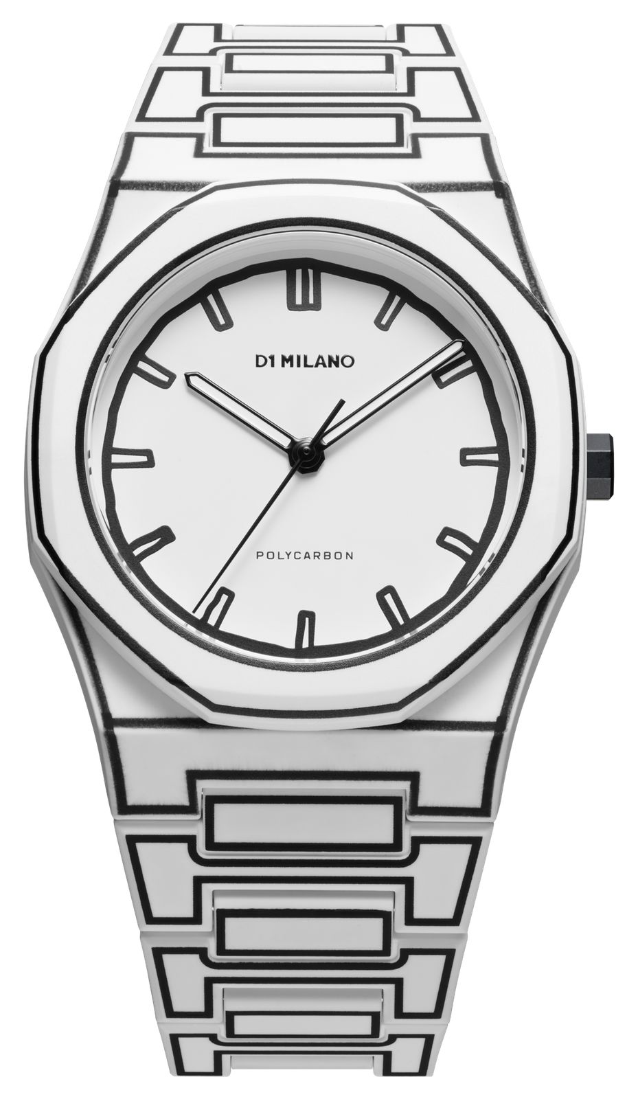 D1 Milano PCBJ34 Polycarbon White Sketch (40.5mm) Matte Watch