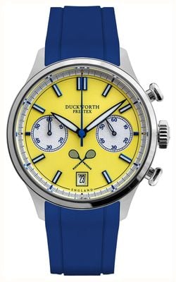 Duckworth Prestex Lostock Quartz Chronograph (40mm) Yellow Tennis Dial / Blue Rubber Strap D547-09 DR