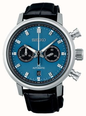 Seiko Prospex Speedtimer 1964 Chronograph Re-Creation (42.5mm) Blue Dial / Black Crocodile Leather Strap SRQ039J1