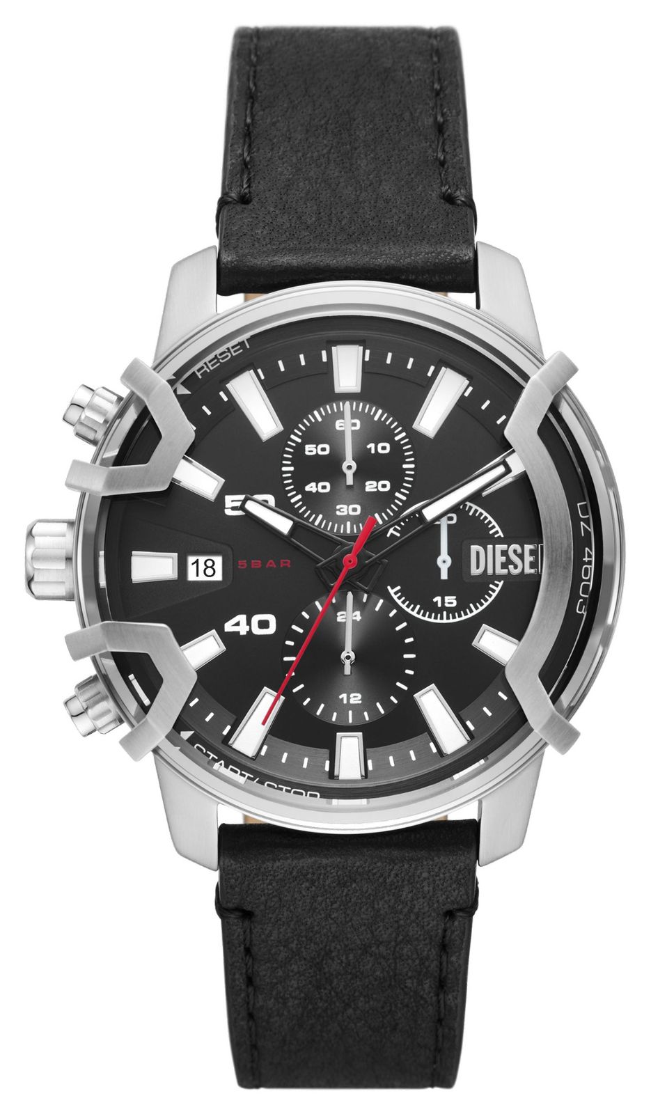 Diesel DZ4603 Griffed Chronograph | Black Leather Strap Watch