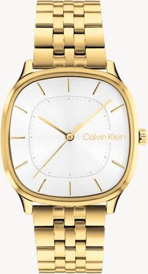 Calvin Klein CK Shape Quartz (37mm) Silver Sunray Dial / Gold PVD Stainless Steel Bracelet 25200582