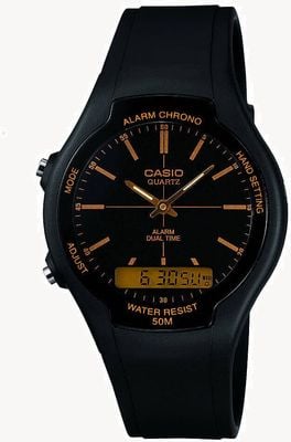 Casio Hybrid Display Black Dial / Black Resin Strap AW-90H-9EVEF