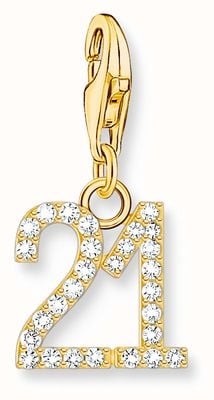 Thomas Sabo Gold-Plated Charm Pendant Number 21 With Zirconia 2140-414-39