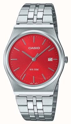 Casio MTP Series Analogue Quartz (35mm) Cherry Red Sunray Dial / Stainless Steel Bracelet MTP-B145D-4A2VEF
