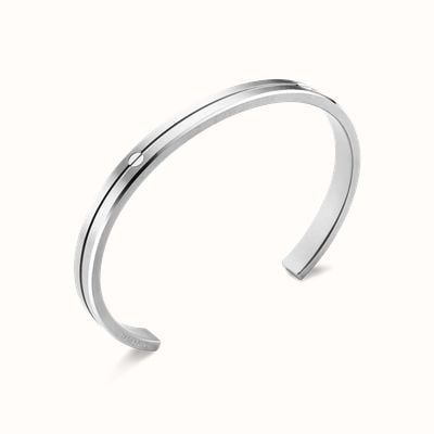 Herbelin Newport Bangle - Brushed And Polished Stainless Steel - 7mm (One Size) JN7AB