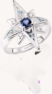Thomas Sabo Star Ring With Blue Stones Sterling Silver TR2550-166-1-52