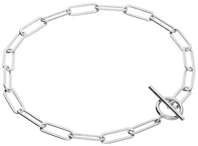 CME Leicester Limited Sterling Silver Flat Paper Chain Oval T Bar Bracelet H3897-19
